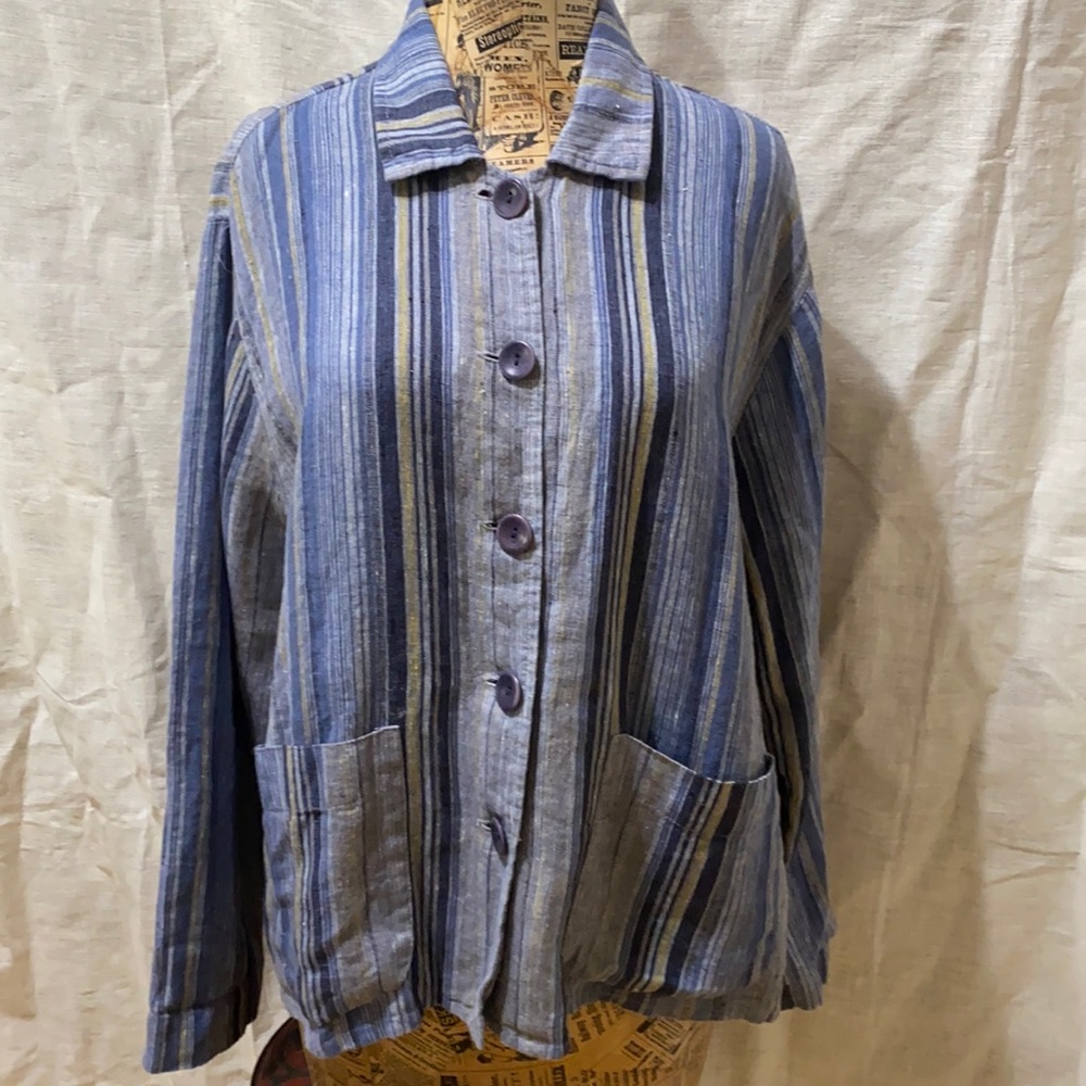 FLAX stripe jacket in denim blues